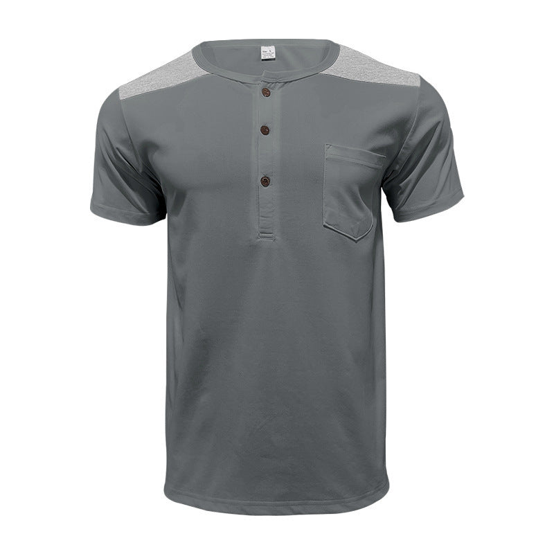 Summer Short Sleeve Men's Color Matching Thin