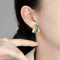 Drop Oil Triangle Striped Ear Studs Minority Fashion