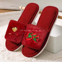 Autumn And Winter Open Toe Fluffy Slippers Word Home