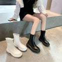 Autumn And Winter New Fashion Leather Thick-soled Front Zipper Ankle Boots