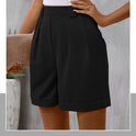 Summer Simplicity Casual Curling Solid Color High Waisted Shorts