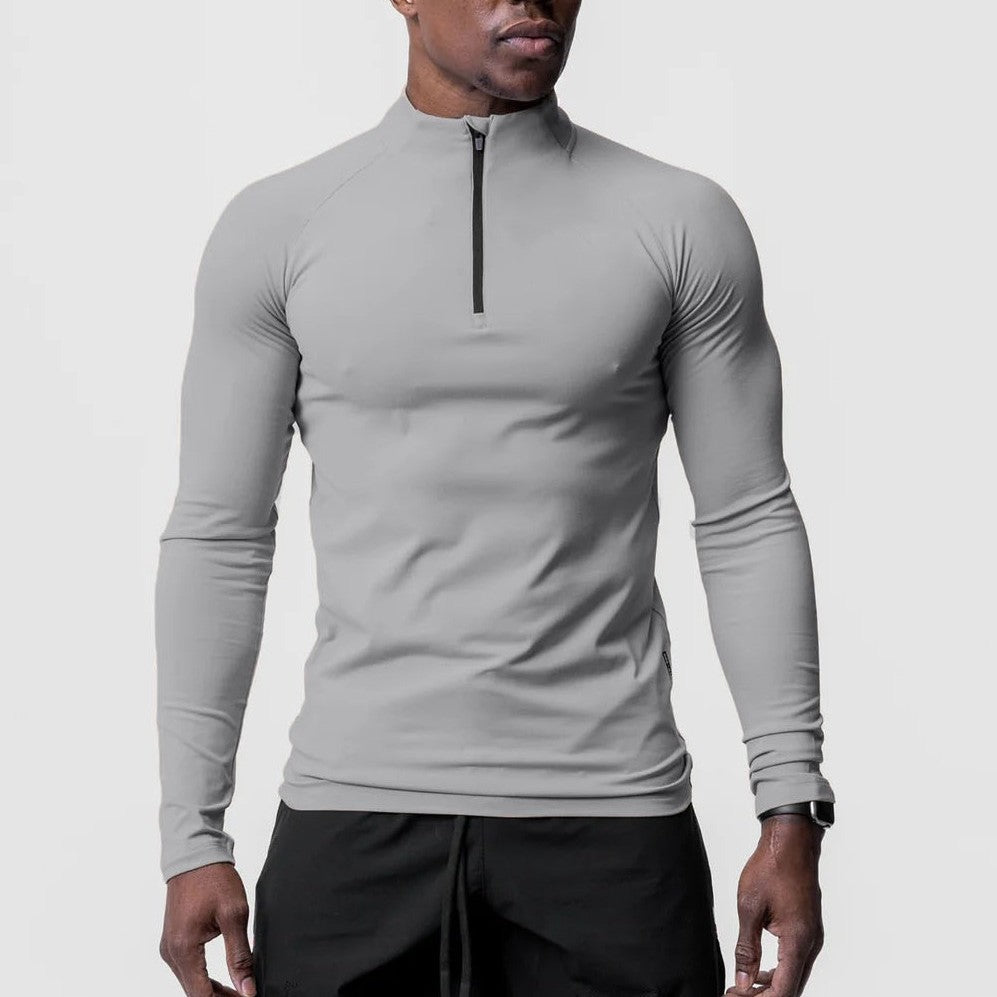 High Collar Half Zipper Training Long Sleeve T-shirt Running Top Fashion