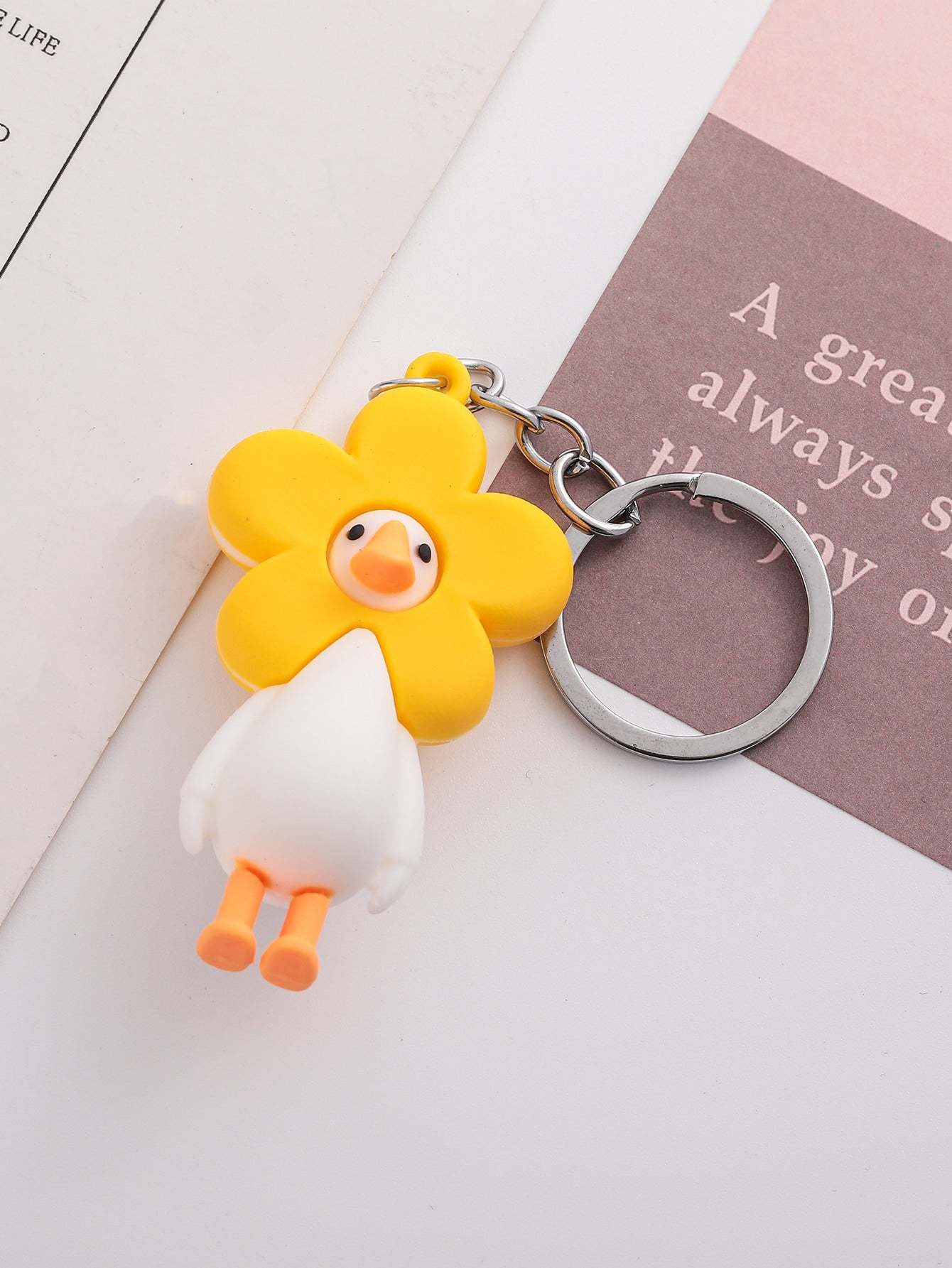 Creative Cartoon Goose Doll Keychain Trendy Bags Pendant Push Promotional Novelties Wholesale