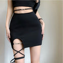 Women's Slim-fit High Waist Sheath Fashion Tie Skirt