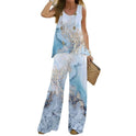 Women's Fashion Printed Casual Vest Trousers Two-piece Suit