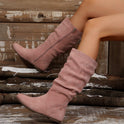 Autumn And Winter Side Zipper Flat Suede Boots