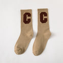 Medium Ins Fashion Brand Women's Stockings Large C Letters Women's Color Cotton Socks