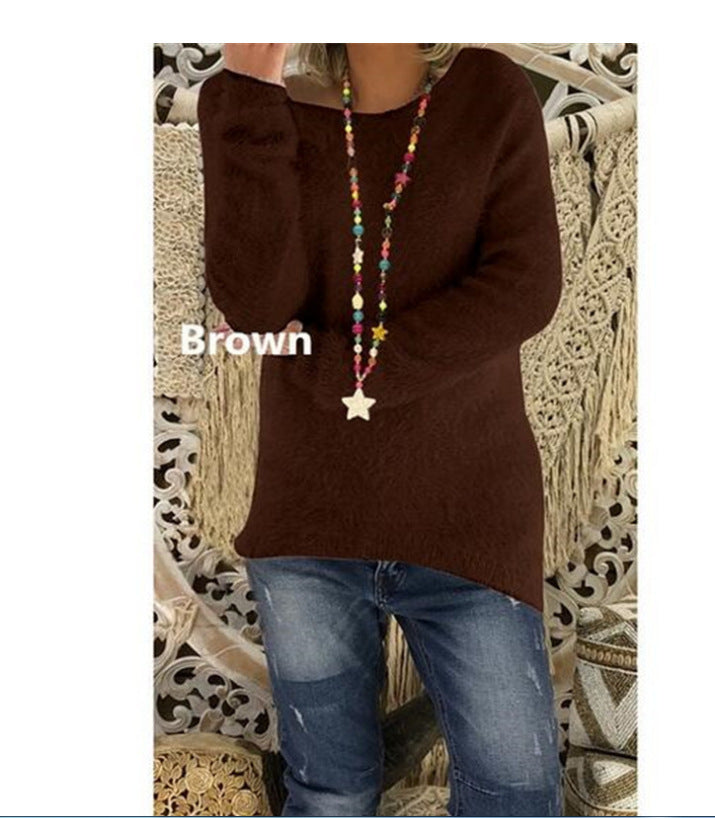 Explosive Solid Color Spot Autumn And Winter Women's Long-sleeved Loose Sweater