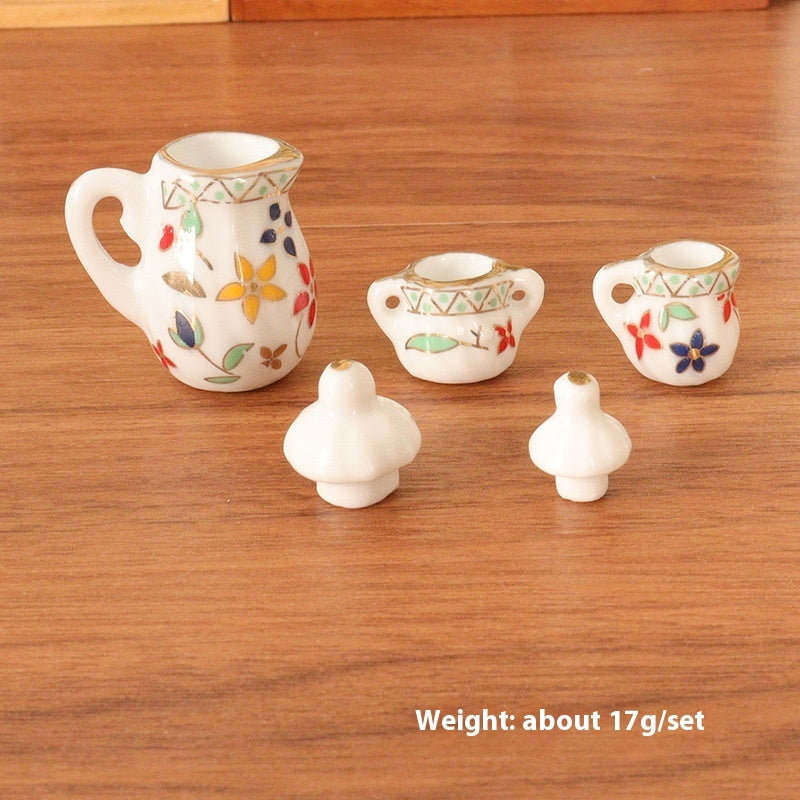 Simulation Ceramic Pot Kettle Teapot Miniature Scene Mini Accessories Model Ornaments