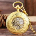 Flip Necklace Gold Double-sided Carved Shield Manual Manipulator Pocket Watch