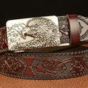 Self-buckled Men's Belt Leather Personalized Carved Casual Jeans