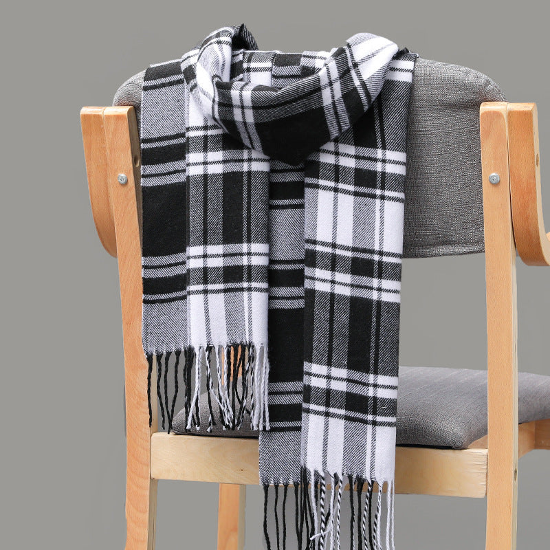 British Plaid Imitation Cashmere Tassels Couple Parent-child Men's Scarf