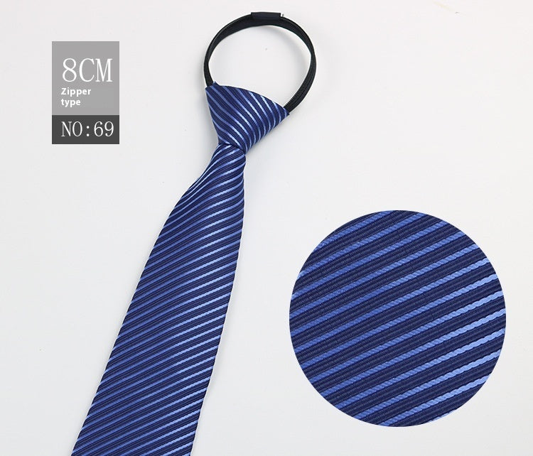 Black Men's Tie Striped Blue Business Tie Lazy Zip Tie In Stock Wholesale Pull Peels