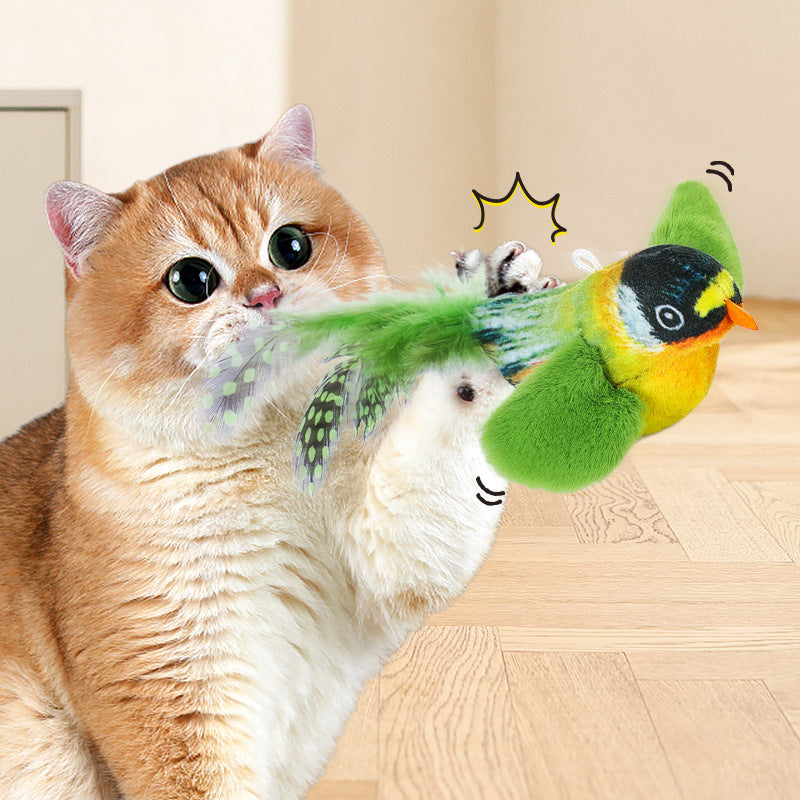 Flappy Chase Cat Toy, Flappy Chase Bird Cat Toy, FlappyChase Interactive Cat Toy, Chirping Bird Cat Toy Flapping Wings, Flying Interactive Simulation Electric Sparrow Shaking Bird