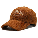 Lamb Wool Hat Autumn And Winter Letter Embroidered Peaked Cap