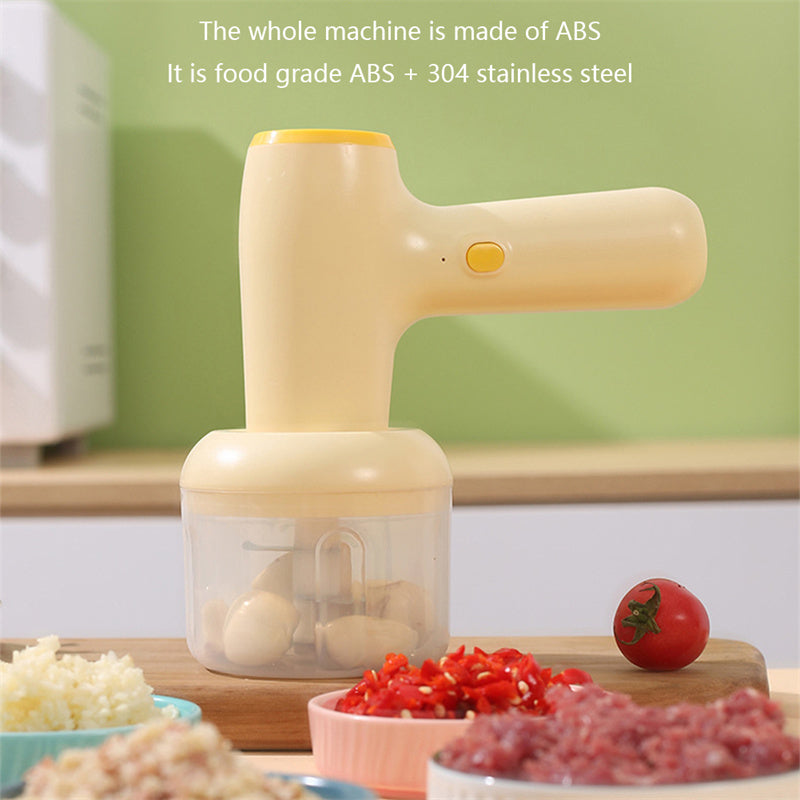 2 In 1 Electric Garlic Chopper USB Rechargeable Vegetable Chili Meat Ginger Masher Handheld Multipurpose Kitchen Gadgets