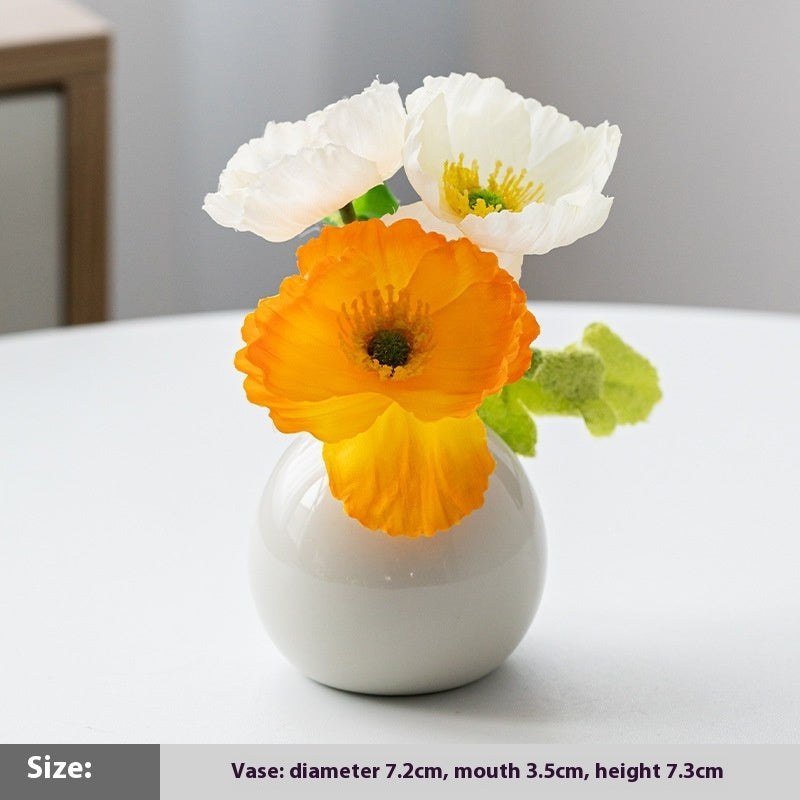 Mini Wide Mouth Ceramic Small Vase Artificial Flower