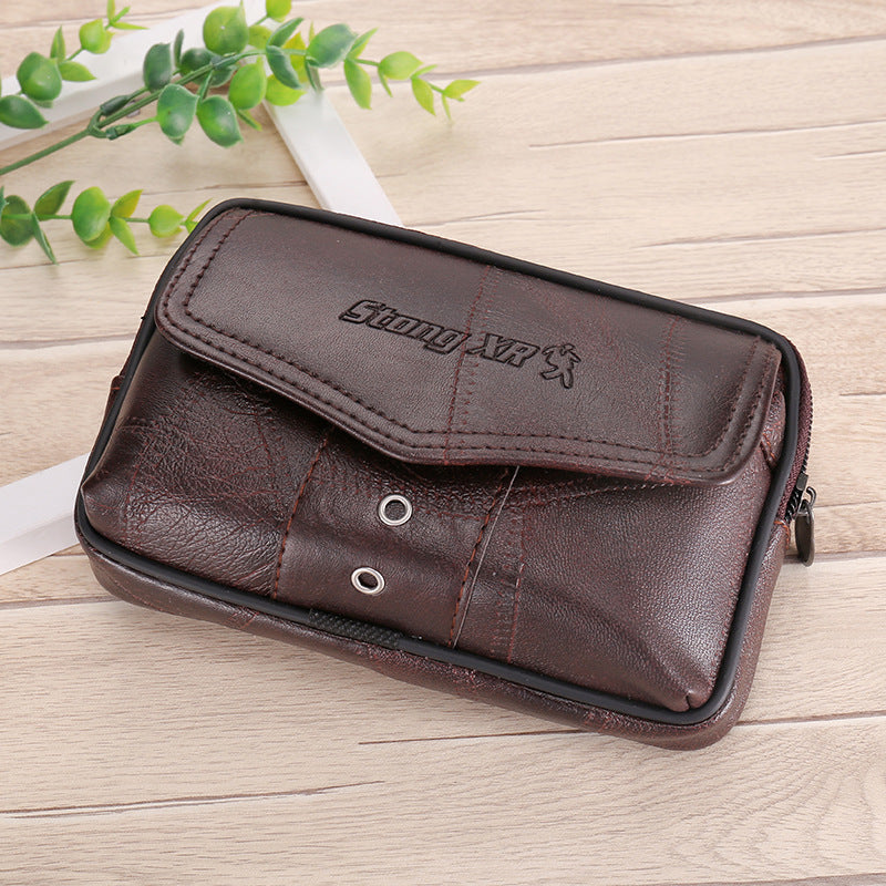 Men's Leather Belt Waist Bag With Large Capacity