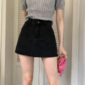 Denim Skirt Women's Black All-match High Waist A- Line Sheath Skirt