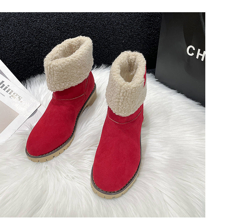 Artificial Plush Women's Winter Plus Size Mid Boots