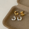 Elegant Stylish Glossy Double Metal Stud Earrings