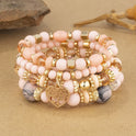 Bohemian National Style Crystal Peach Heart Multi-layer Bracelet