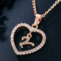 26 Letters Heart-shaped Zircon Pendant Necklace Stainless Steel Gold Color Chains Jewelry Birthday Gift For Women