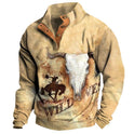 4-button Fashion Brand Casual Men's Printed Pullover Sweatshirt