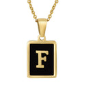 18K Gold Stainless Steel Square Letter Necklace For Women