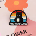 Black Cat Alloy Brooch You Want More Coffee