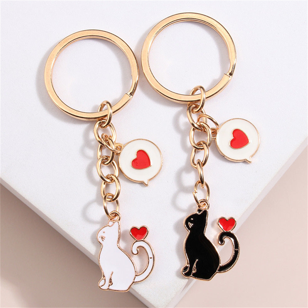 Cartoon Creative Heart Kitten Key Buckle