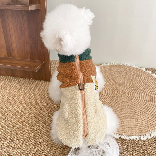 Color Matching Traction Vest Warm Dog Clothes