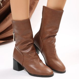 Mid Heel Chunky Heel Women's Round Head Stylish Boots