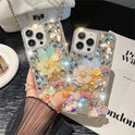 Flower Bow Tie Shell Phone Case Rhinestone