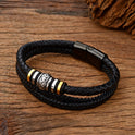 Men's Fashion Stainless Steel Multi-layer Diy Leather Bracelet