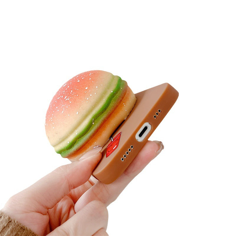 Creative Hamburger Decompression Squeezing Toy Phone Case