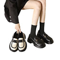 Chunky Heel Fashion Round Toe All-matching Casual Leather Shoes