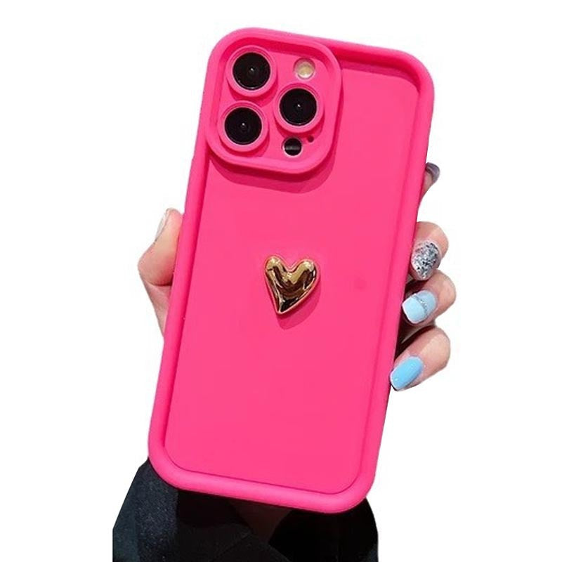 Frosted Three-dimensional Electroplating Golden Love All-inclusive Phone Case