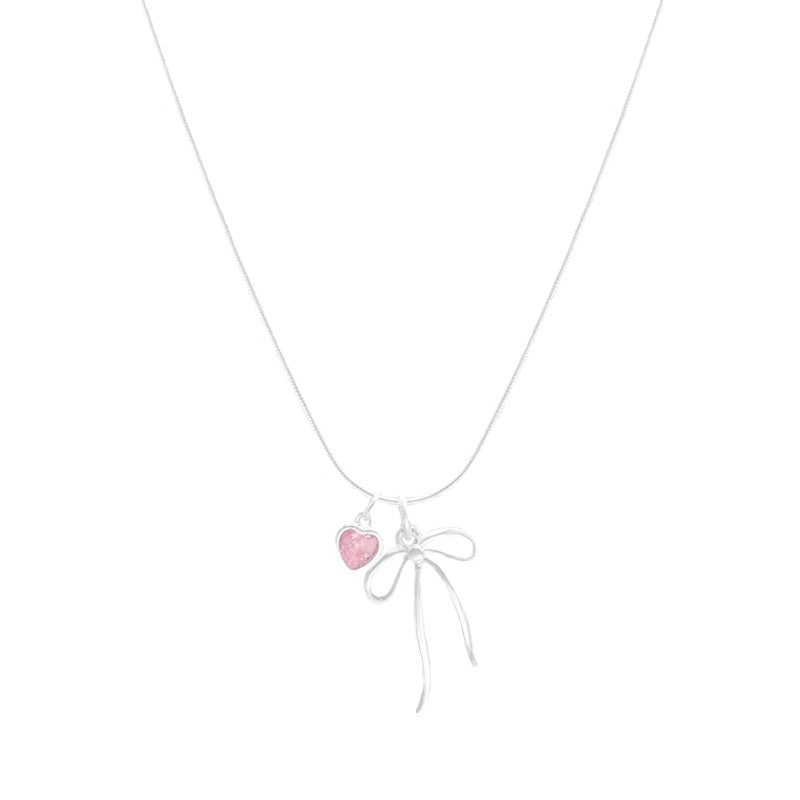 Bow Love Necklace For Women Simple Cold Style