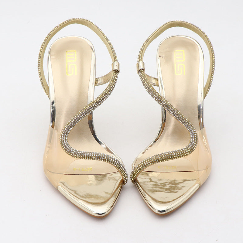 European And American Rhinestone Transparent High Heels Comfortable