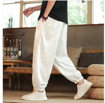 Men's Chinese Style Dragon Print Lantern Harem Pants