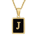 18K Gold Stainless Steel Square Letter Necklace For Women