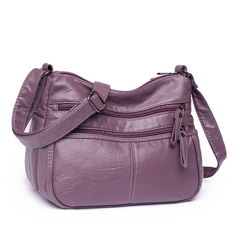 Messenger Bag Shoulder Washed Soft Leather Middle-aged And Elderly Versatile