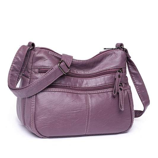 Messenger Bag Shoulder Washed Soft Leather Middle-aged And Elderly Versatile