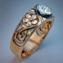 Vintage Flower Inlaid White Diamond Temperament Ring