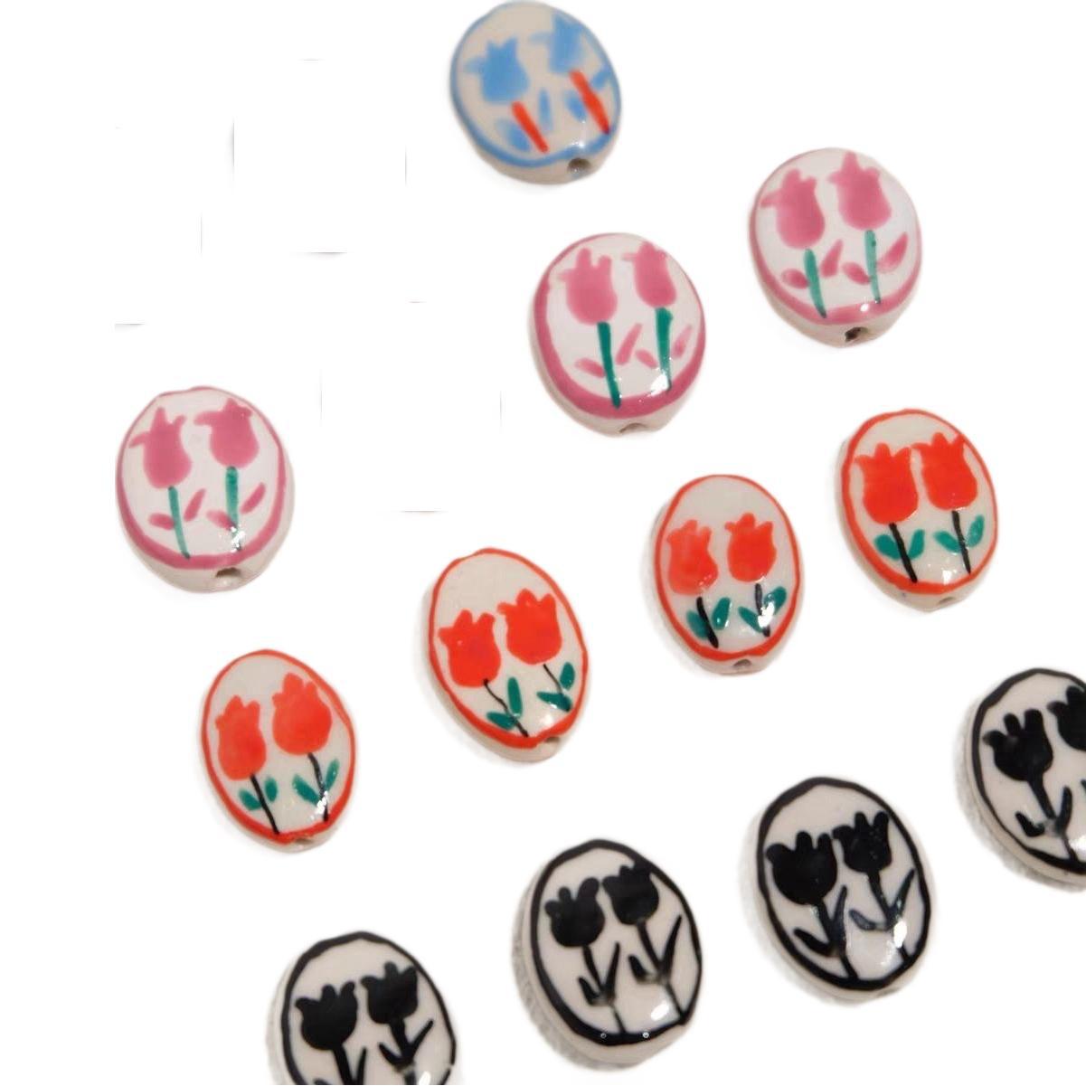 Double Tulip Vintage Ceramic DIY Bead Accessories