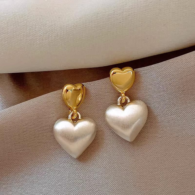 Double Love Frosted Stud Earrings For Women