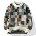 Men's Simple Casual Plaid Printed Thick Warm Sweater