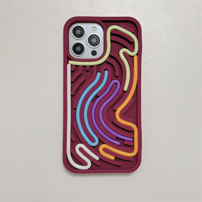 Decompression Puzzle Silicone Phone Case Color Line Chart Twist