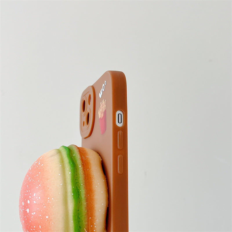 Creative Hamburger Decompression Squeezing Toy Phone Case